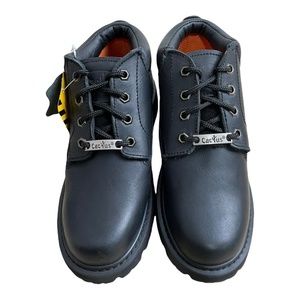 Cactus Shoe Black Leather Padded Collar lWORK BOOT 4520 Men's Size 6 NEW